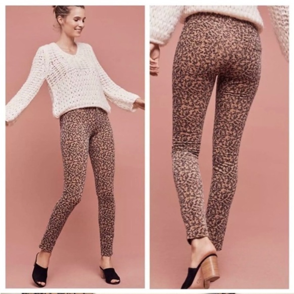 Pilcro and Letterpress Serif Floral Printed Skinny Stretch Corduroy, Size 31